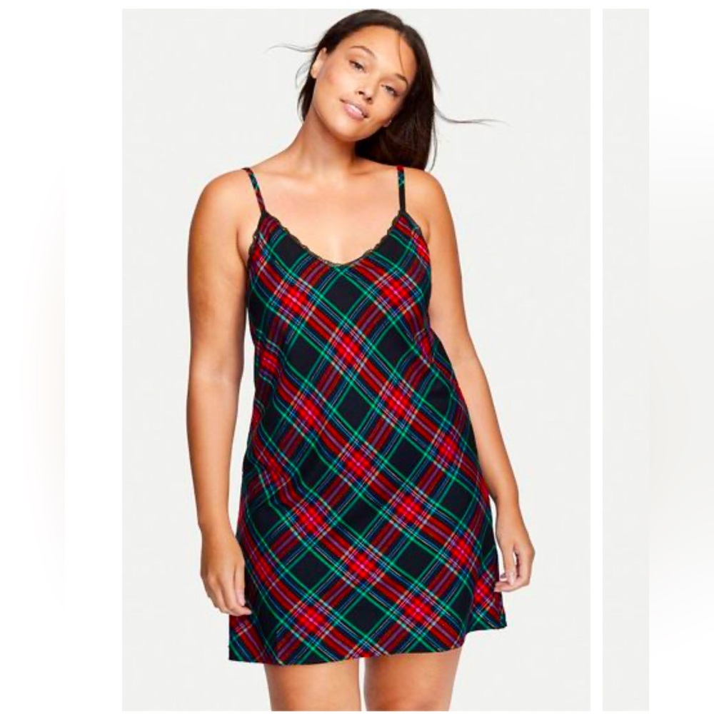Victoria’s Secret Red Green Blue Plaid Nightgown/Slip Dress